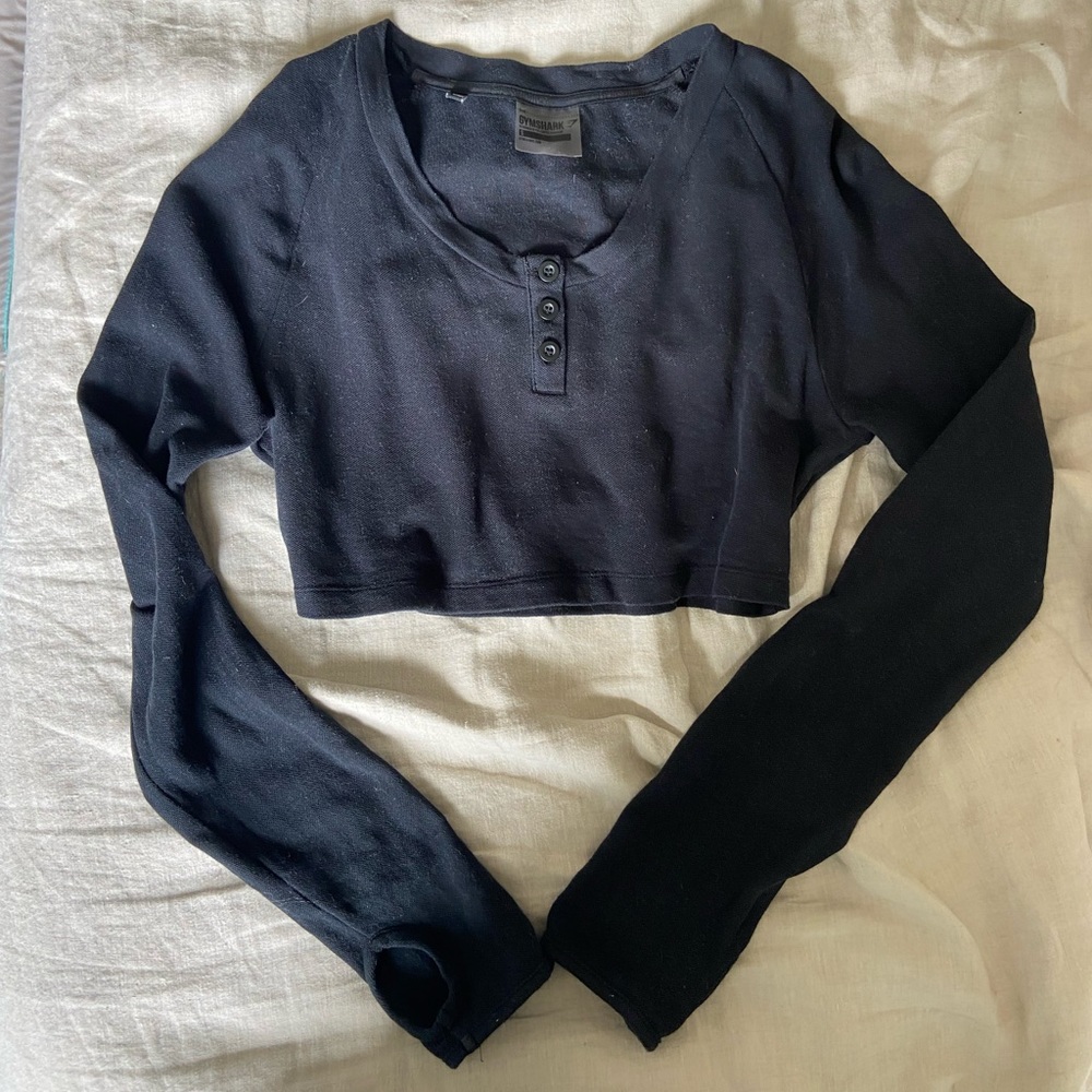 Gymshark cropped Henley workout top, size small